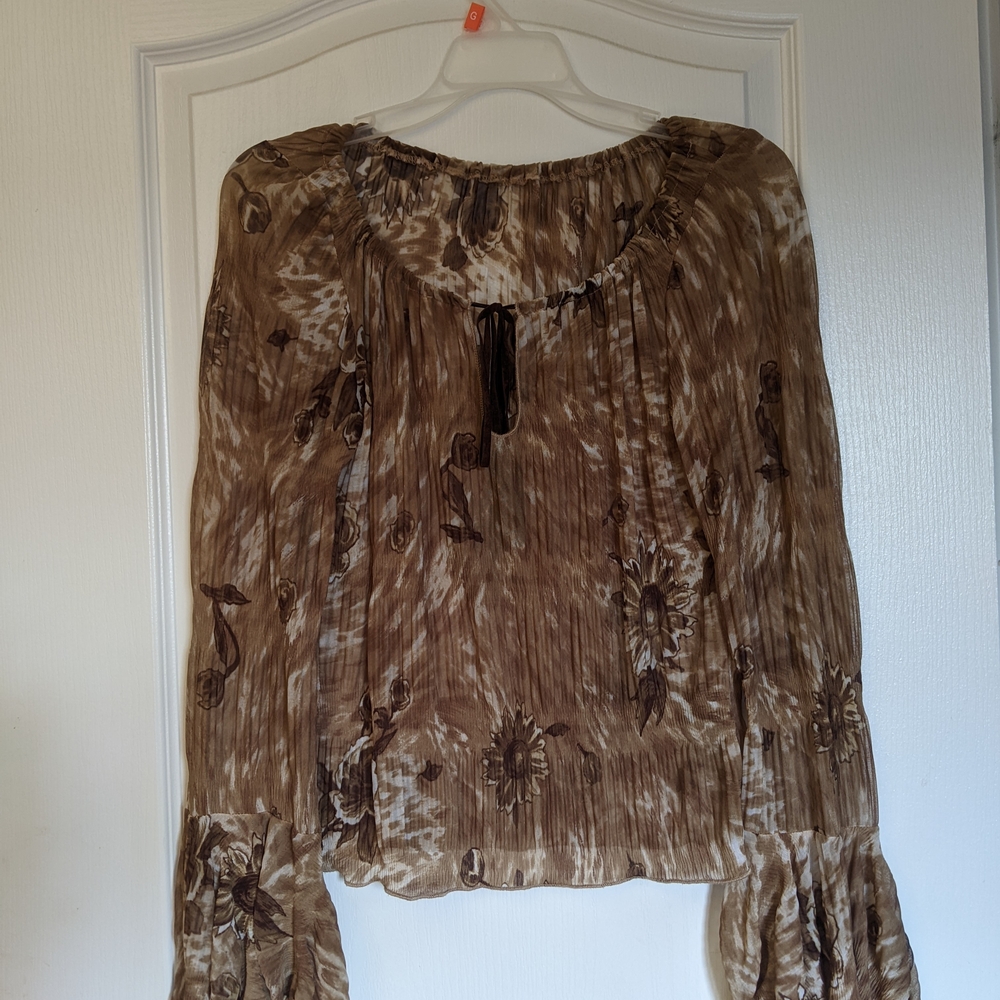 Vintage Brown Floral Women's Blouse